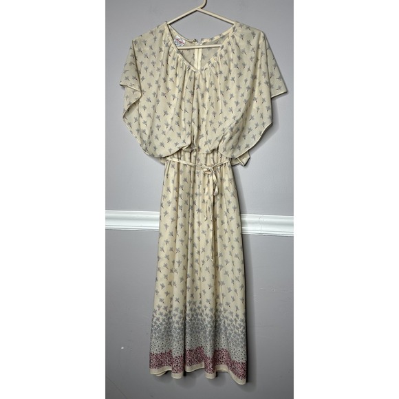 C&C California Dresses & Skirts - Boho 70's Flutter Sleeve Dress Prairie Cottagecore Feminine SZ 7 Cream Rare